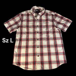 Carhartt Men's Relaxed Fit Red Plaid Button-up Short Sleeve Shirt Sz L